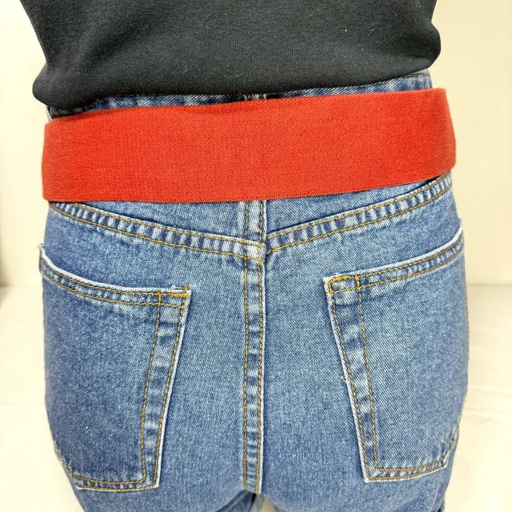LP by Linea Pelle Leather Cotton Stretch Belt Brown Braided Western Y2K M